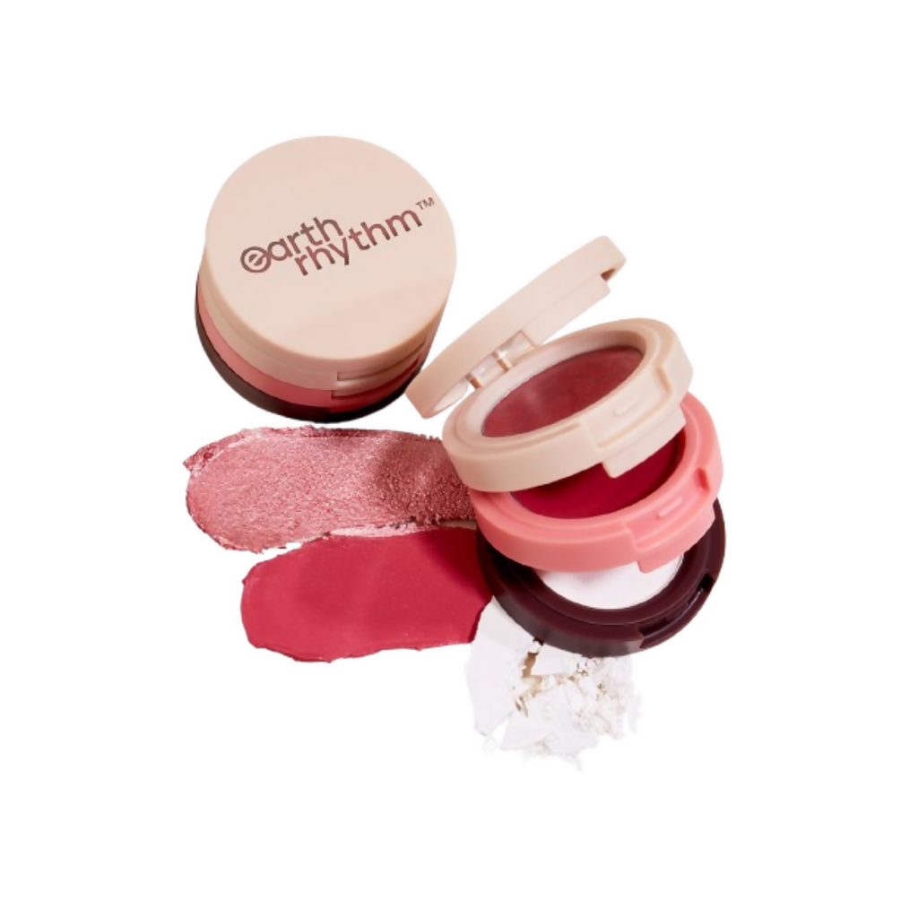 Earth Rhythm Dab Set 3-In-1 Face Palette - Rose | Grocsy