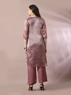 Myshka Women's Brown Solid Straight Party Kurta Set | Grocsy