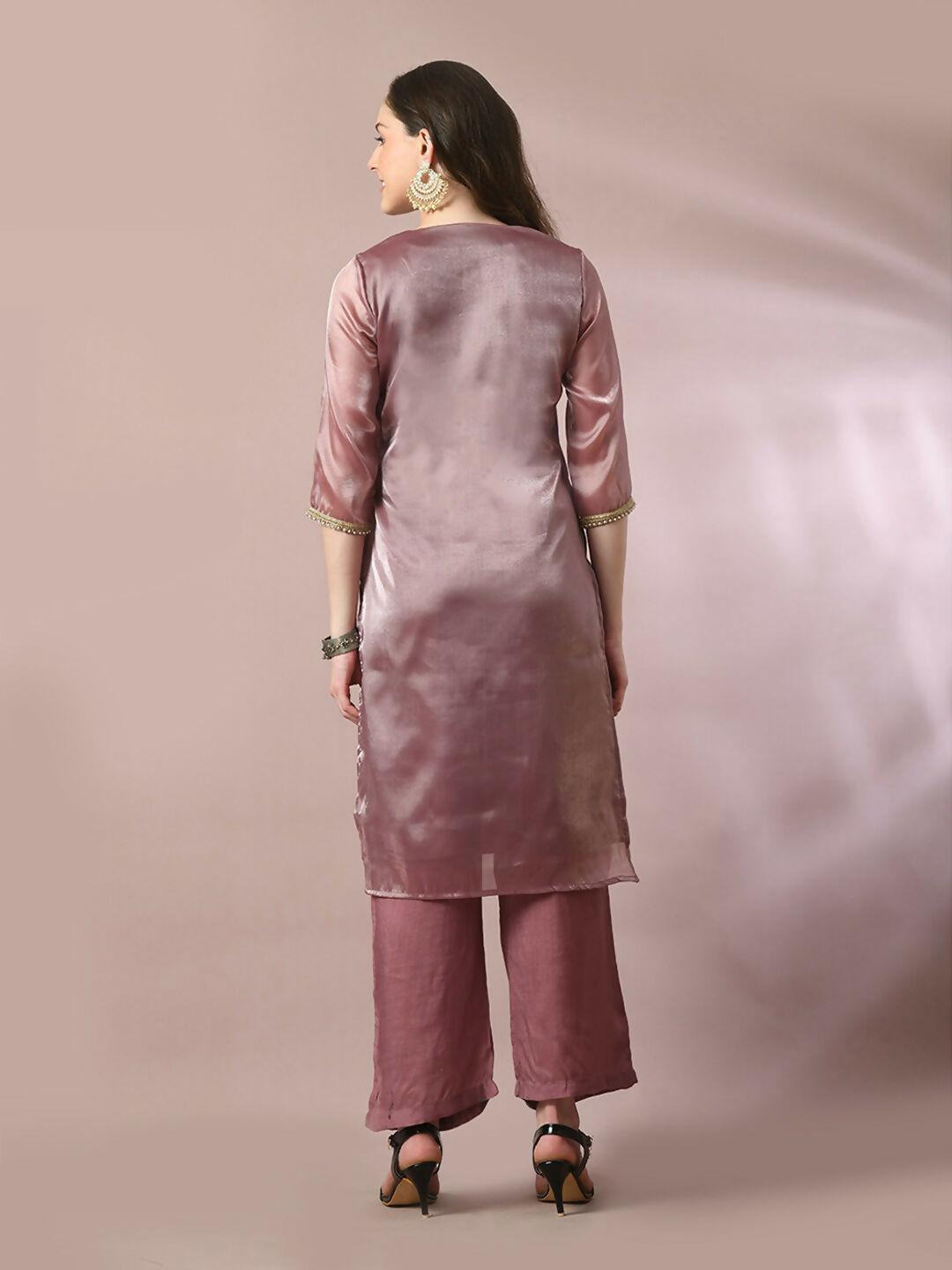 Myshka Women's Brown Solid Straight Party Kurta Set | Grocsy