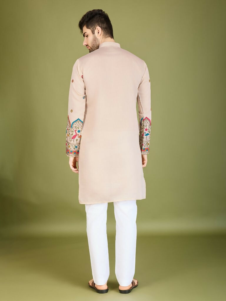 Vastranavya Ivory Exclusive Festival Wear Viscose Silk Thread & Sequence Embroidered Work Kurta | Grocsy