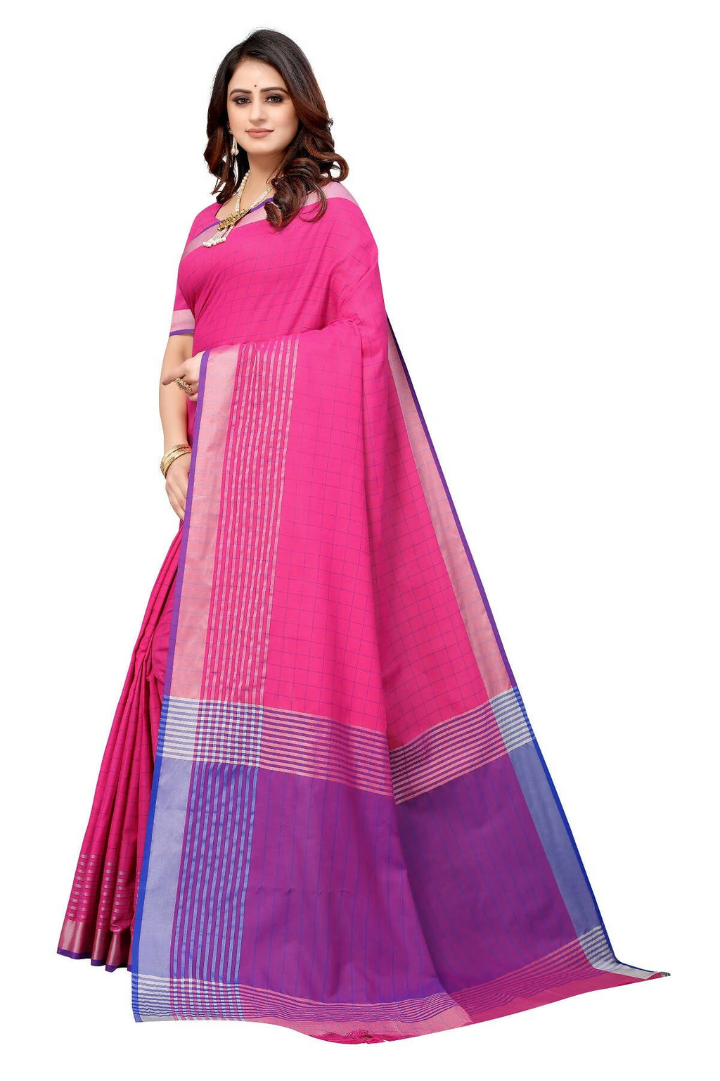Vamika Pink Cotton Silk Saree | Grocsy