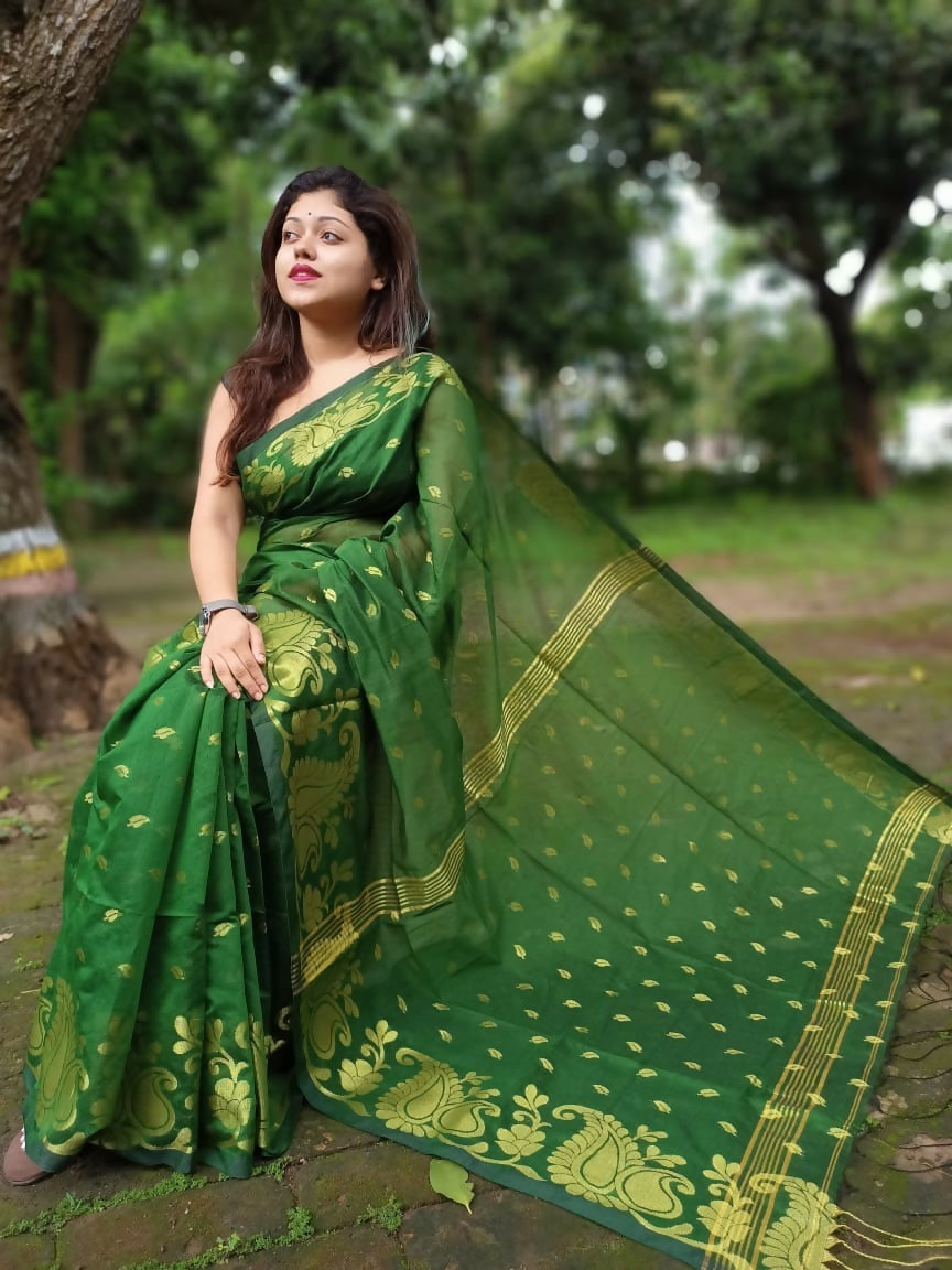 Exclusive Collection Green Beautiful Cotton Silk Saree | Grocsy