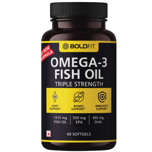 Boldfit Omega-3 Fish Oil Triple Strength Softgels | Grocsy