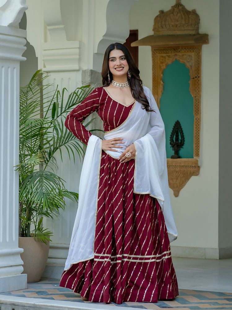 Lehenga Mart Maroon Designer Wedding Wear Lehenga Choli | Grocsy