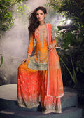 Anaita Orange Chinon Stitched Suit with Embroidery & Sequence Work | Grocsy