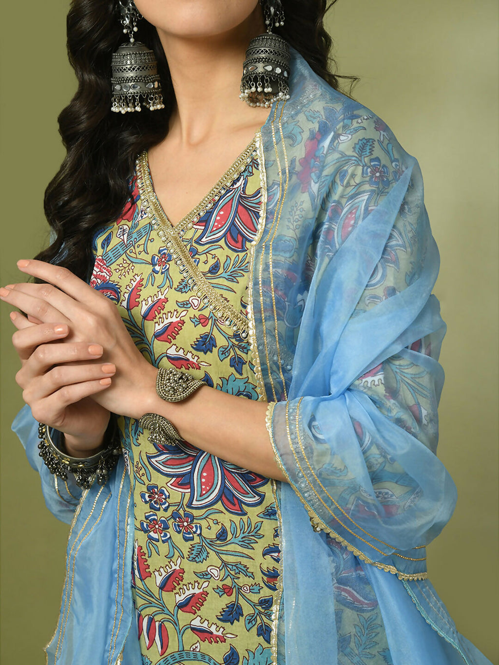 Myshka Women's Multi Printed Cotton Straight Party Kurta Set With Dupatta | Grocsy