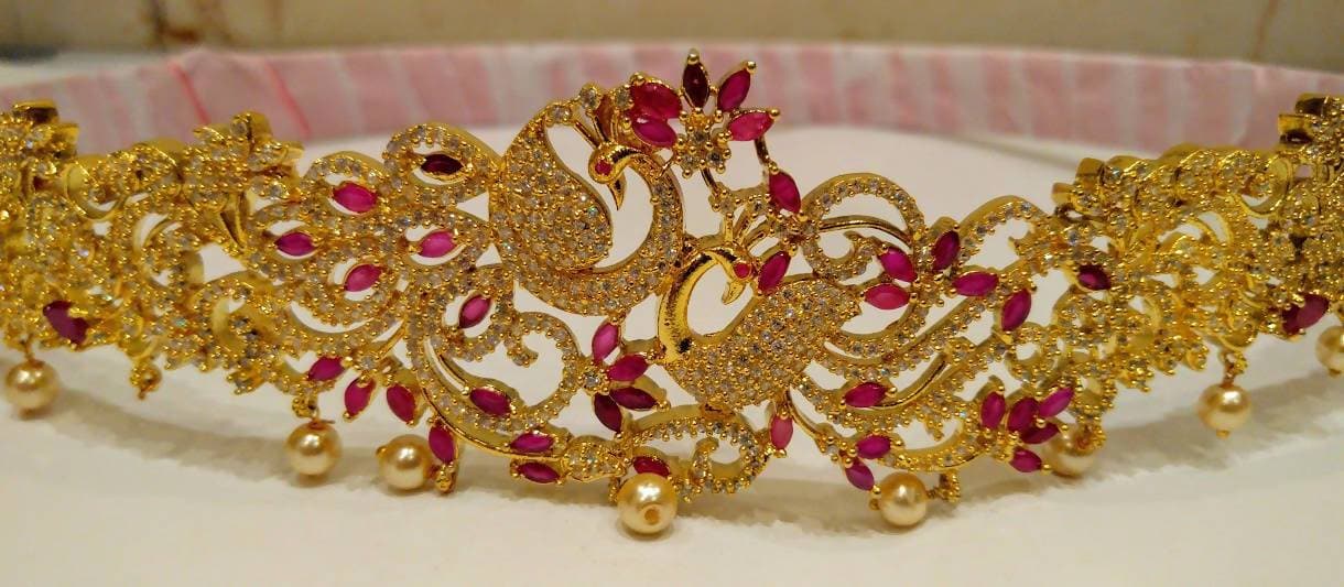 AD Ruby Peacock Bridal Waist Belt | Grocsy