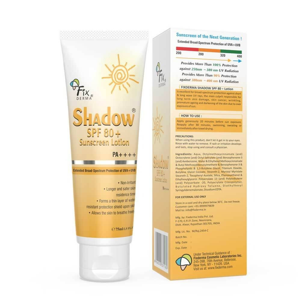 Fixderma Shadow SPF 80+ Sunscreen Lotion | Grocsy
