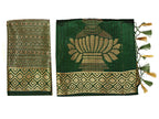 Mimosa Women's Dark Green Kanchipuram Art Silk Saree | Grocsy