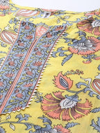 Yufta Yellow printed kurta with Palazzo & Dupatta Set | Grocsy