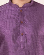 Zavaya Men Purple Embroidery Silk Kurta | Grocsy
