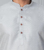 Zavaya Men Grey Embroidery Silk Kurta Pyjama Set | Grocsy