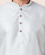 Zavaya Men Grey Embroidery Silk Kurta Patiala Set | Grocsy