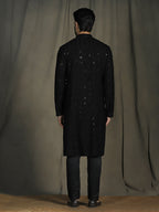 Zavaya Men Black Embroidery Cotton Blend Kurta | Grocsy