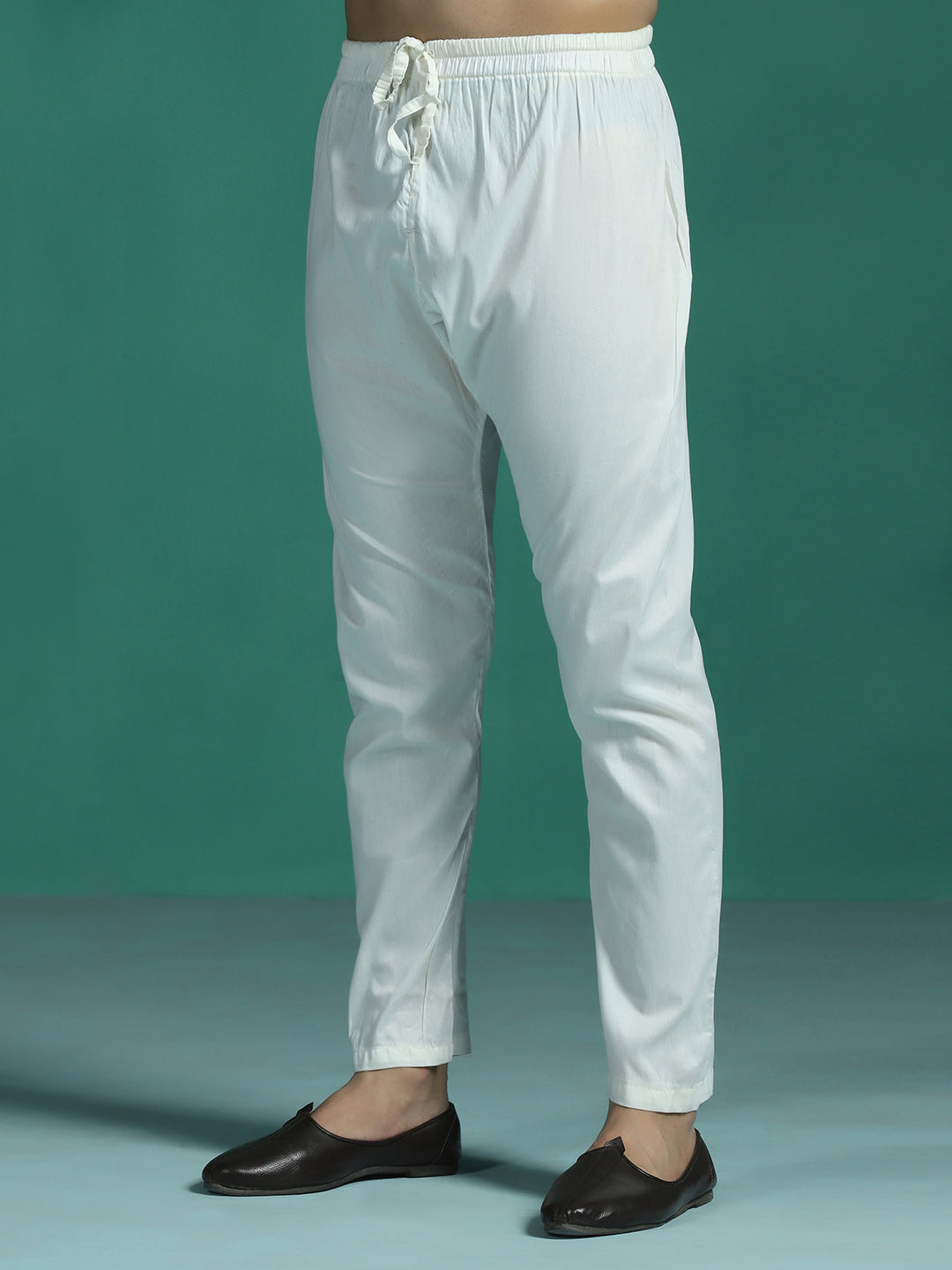 Zavaya Men Olive Embroidery Cotton Blend Kurta Pyjama Set | Grocsy