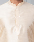 Zavaya Beige Plain Dupion Silk Kurta Churidar Set | Grocsy
