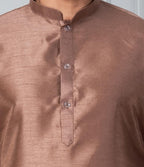 Zavaya Men Brown Solid Banarasi Silk Kurta | Grocsy
