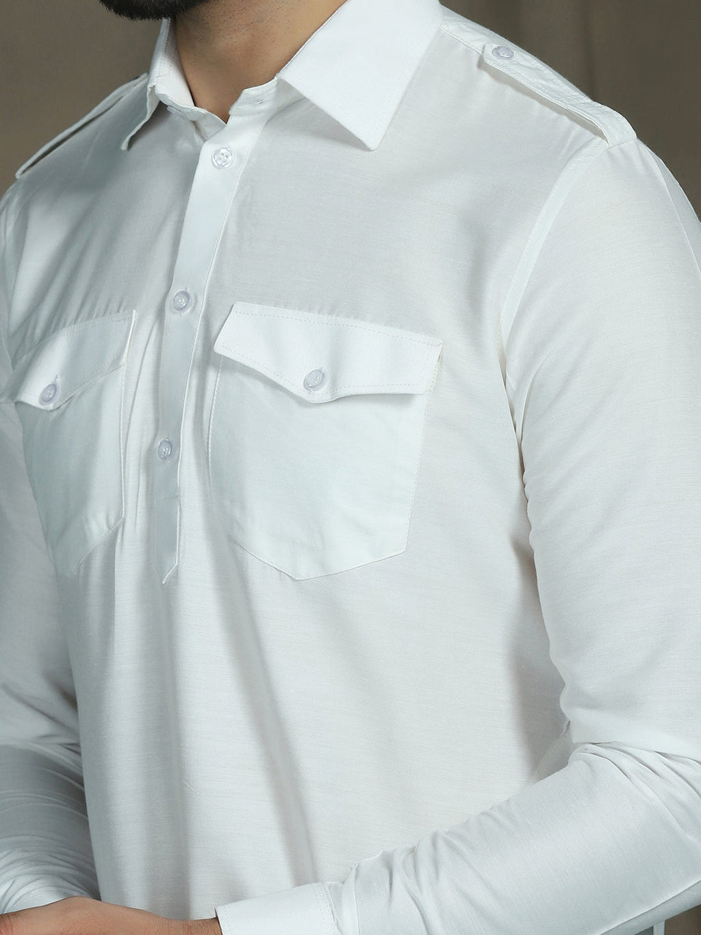 Zavaya White Plain Polyester Viscose Kurta Salwar Set for Men | Grocsy