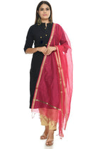 Mominos Fashion Magenta Banarsi Piping Dupatta | Grocsy