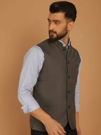 Even Apparels Nehru Jacket With Welt Pockets - Grey | Grocsy