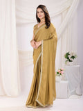 Chiku Rangoli Silk Solid, Lace Border Ready To Wear Saree - Kashvi | Grocsy