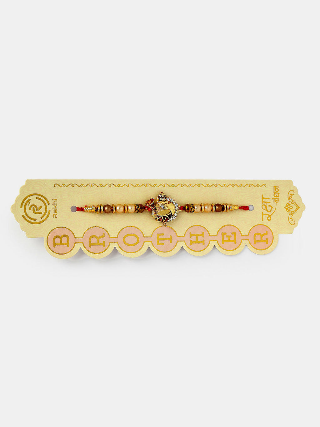 NVR Women & Men Set of 2 Gold Artificial beads Bhaiya Bhabhi Rakhi With Roli Chawal & Chocolate | Grocsy