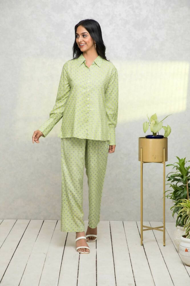 Myshka Women Green Printed Co-Ords | Grocsy
