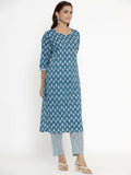 Miravan Women's Pure Cotton Straight Kurta And Palazzo Set | Grocsy