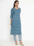 Miravan Women's Pure Cotton Straight Kurta And Palazzo Set | Grocsy