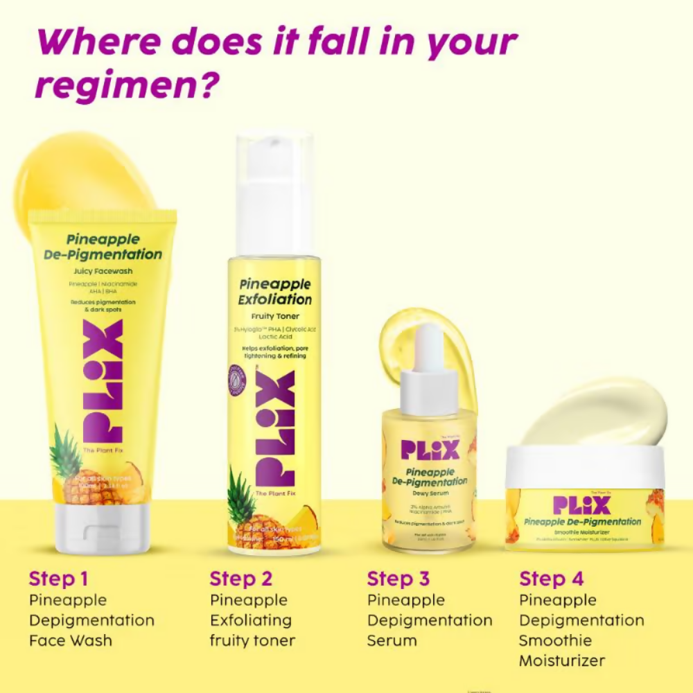 PLIX The Plant Fix Pineapple Depigmentation Regime With Toner, Cleanser & Moisturizer | Grocsy