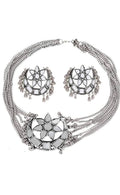 Mominos Fashion Silver color Necklace with Mirror work Mangalsutra