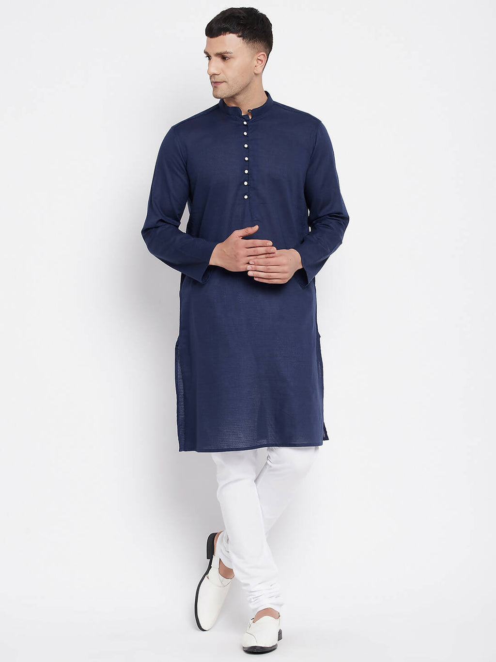 Even Apparels Blue Color Rayon Men's Kurta With Band Collar | Grocsy