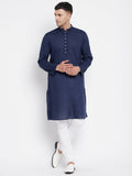 Even Apparels Blue Color Rayon Men's Kurta With Band Collar | Grocsy