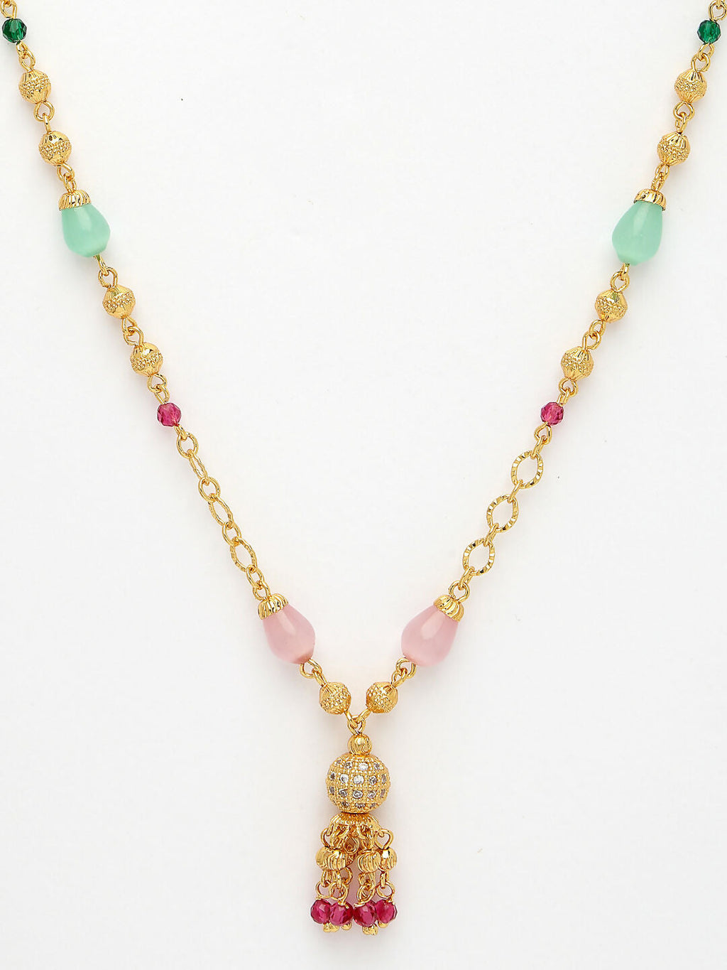 NVR Women's Multicolor Gold-Polished Minimal Chain | Grocsy