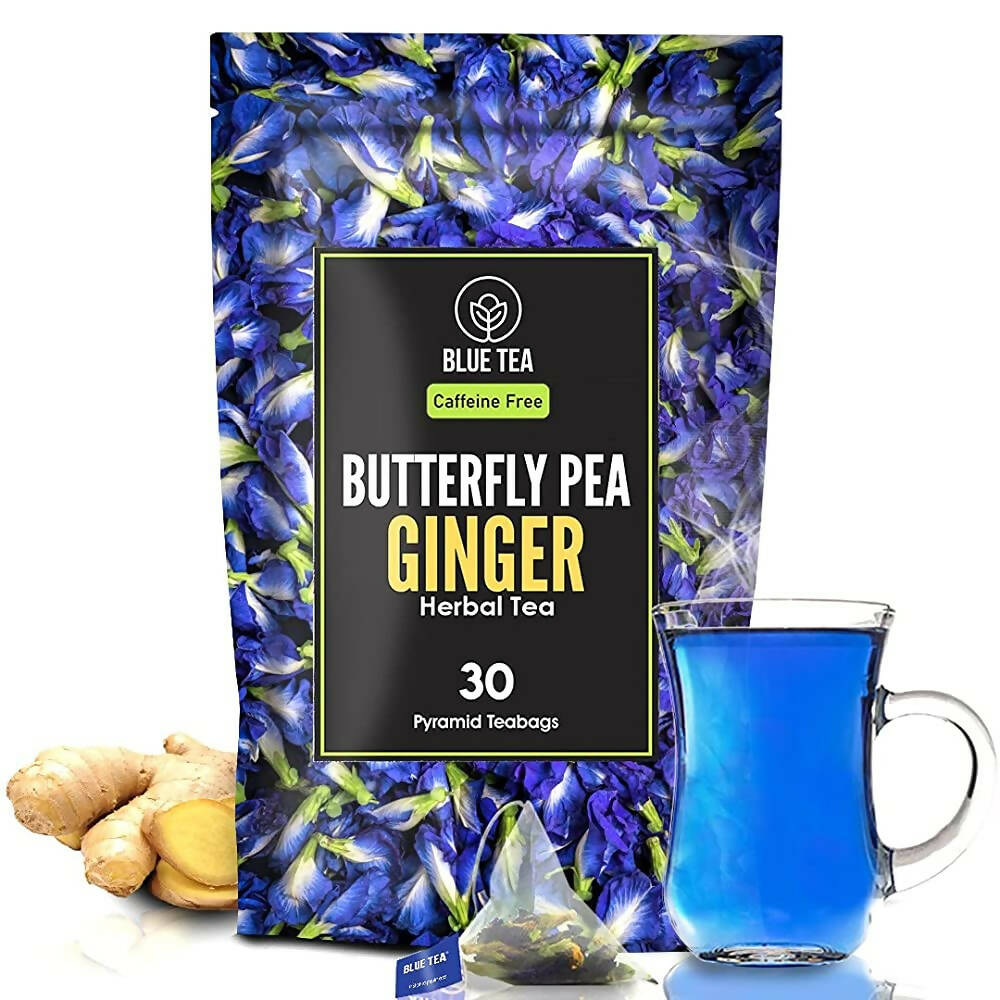 Blue Tea Butterfly Pea Ginger Herbal Tea Bags | Grocsy