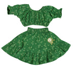 Mhyssa Green Round Neck Top and Skirt Set | Grocsy
