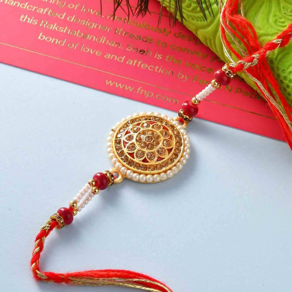 Rajasthani Rakhi & Pista Kaju Roll Box Combo | Grocsy