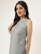Joban Fashion Grey Rayon and Embroidered Work Straight Kurta Bottom Set | Grocsy