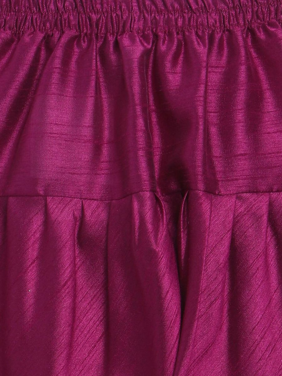 Ahalyaa Purple Poly Silk Solid Kids Kurta Churidar Set For Boys | Grocsy
