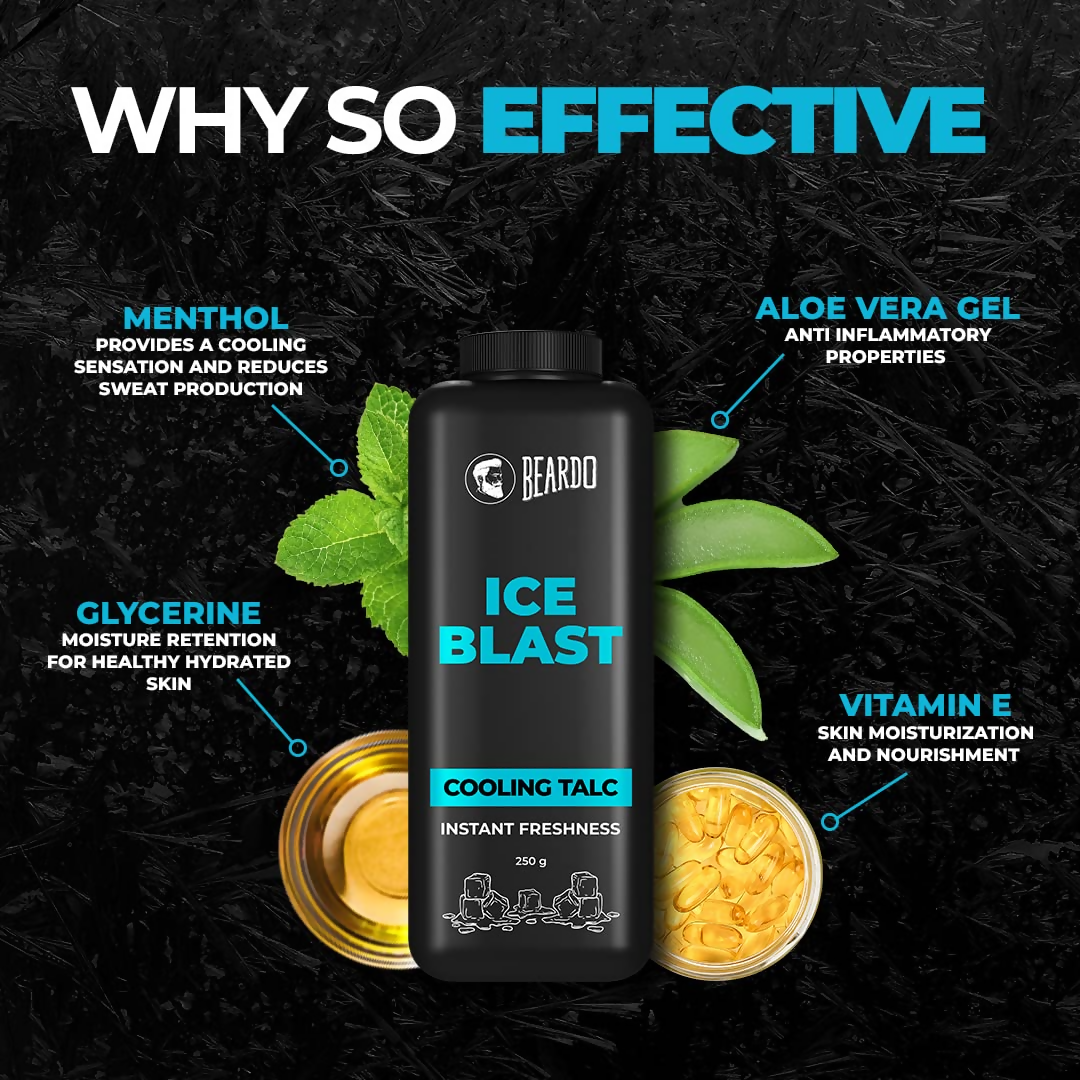 Beardo Ice Blast Cooling Talc Powder For Men | Grocsy