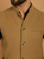 Even Apparels Pure Wool Nehru Jacket - Beige | Grocsy