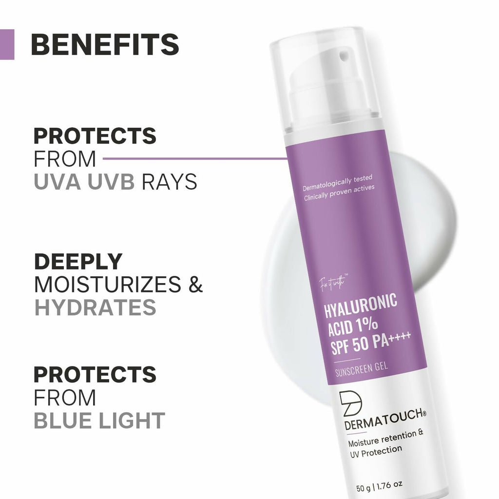 Dermatouch Hyaluronic Sunscreen Hydrating Ultra Light Aqua Gel With SPF 50 PA++++ | Grocsy