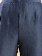 Navy Blue Chinon Embroidered Straight Kurta with Trouser & Dupatta - Salimar | Grocsy