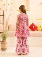 Joban Fashion Girl's Pink Color Sharara Set | Grocsy
