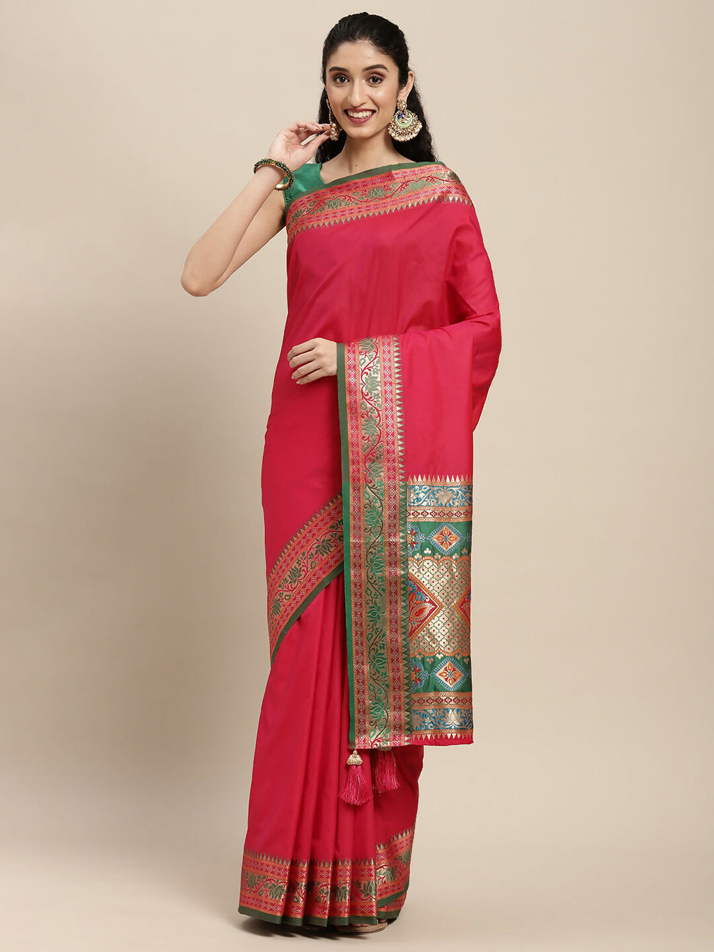 Shree Shyam Fashion Silk Blend Maroon Saree | Grocsy