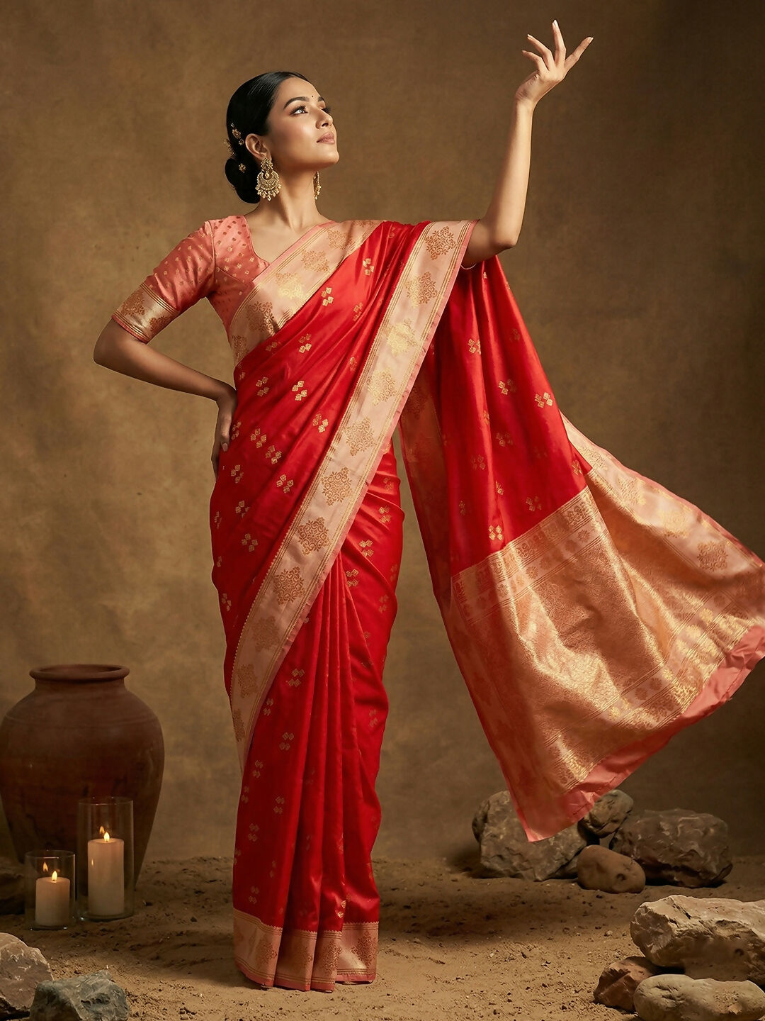 Shree Shyam Fashion Red Soft Silk Saree | Grocsy