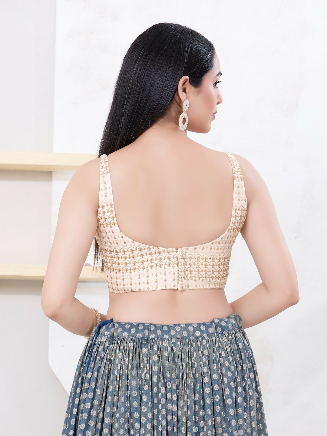 Joban Fashion Gold Shift Sleeveless Back Open Blouse | Grocsy