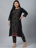 Sztori Plus Size Floral Printed Straight Kurta With Trouser | Grocsy