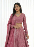 Lehenga Mart Metalic Pink Faux Georgette Designer Bollywood Style Wedding Wear Lehenga Choli | Grocsy