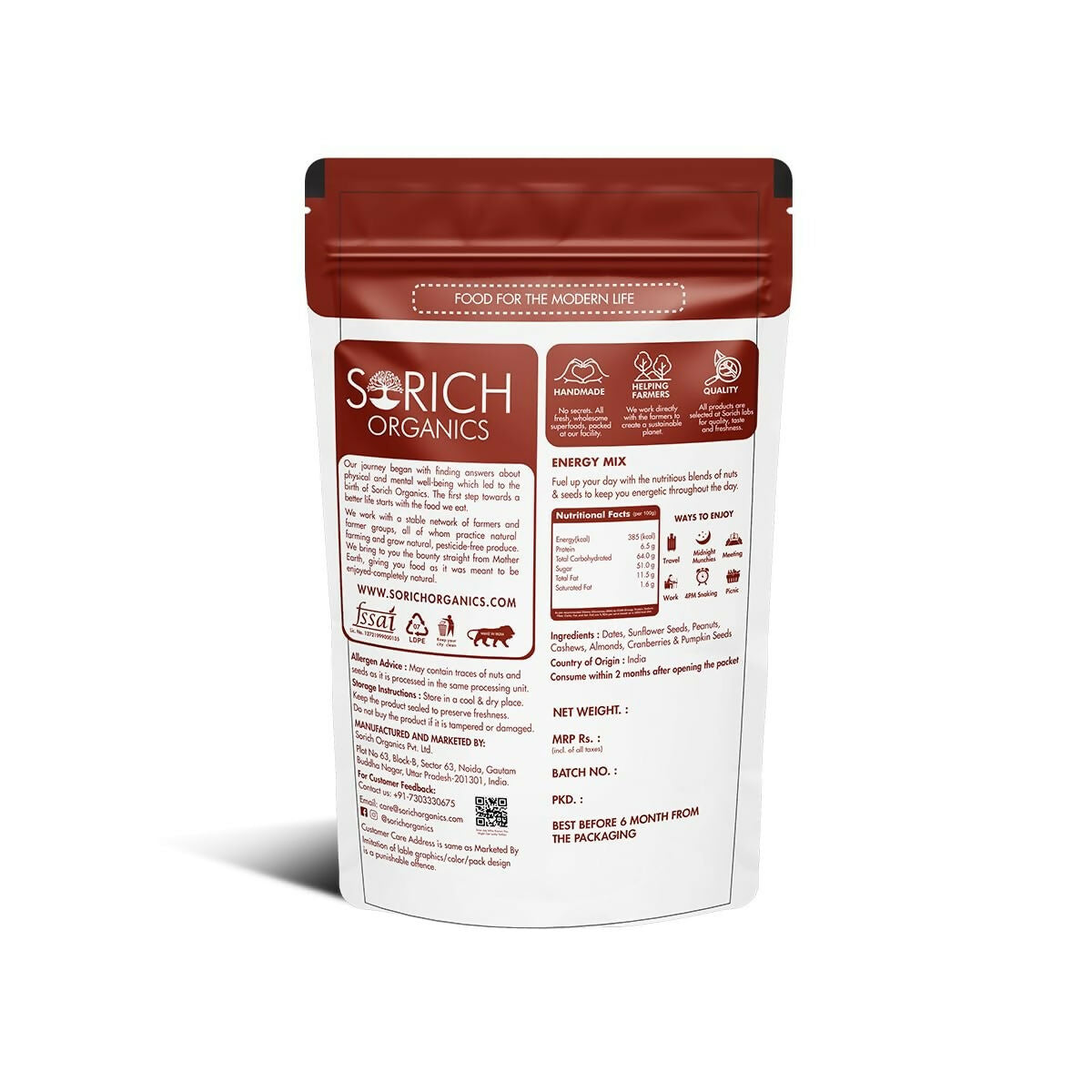 Sorich Organics Energy Mix Dried Nuts and Berries | Grocsy
